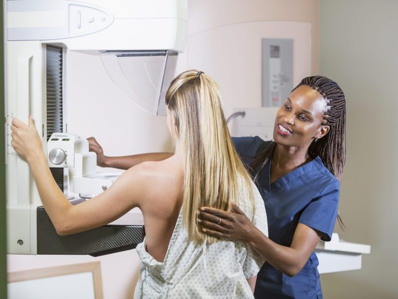 Woman getting mammogram in Tampa